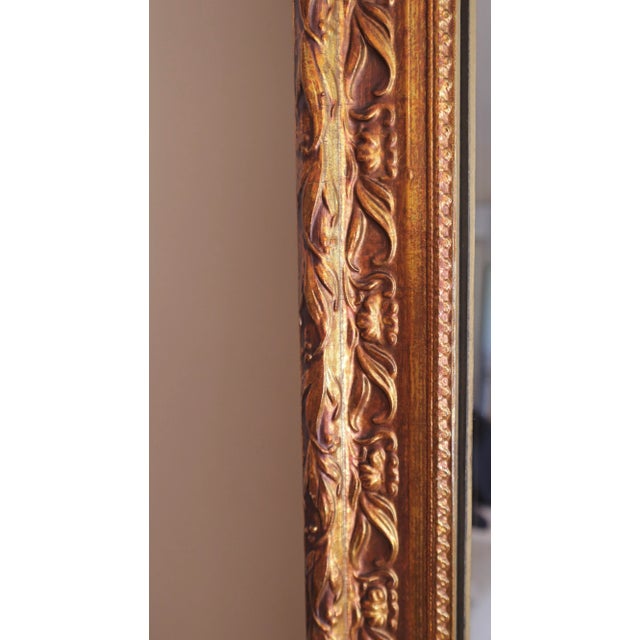 1970s 1970s Carved Floral Wood Mirror Finished in Gold Gilt For Sale - Image 5 of 7