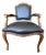 Vintage 1989 Château D’Ax Italian Black Leather Louis XV Armchair For Sale