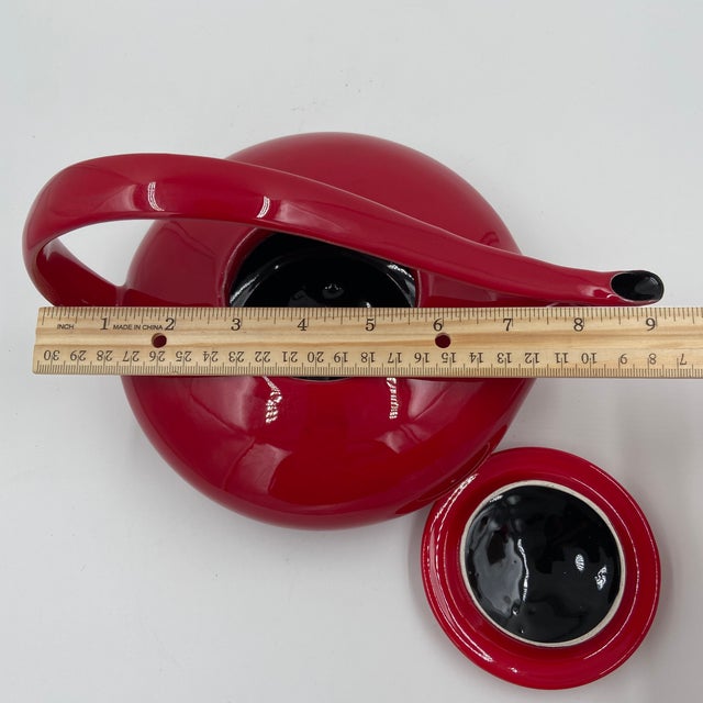 Red 1990s Judith Weber "Dragon Red Classic Tea" Sculptural Ceramic Teapot For Sale - Image 8 of 10