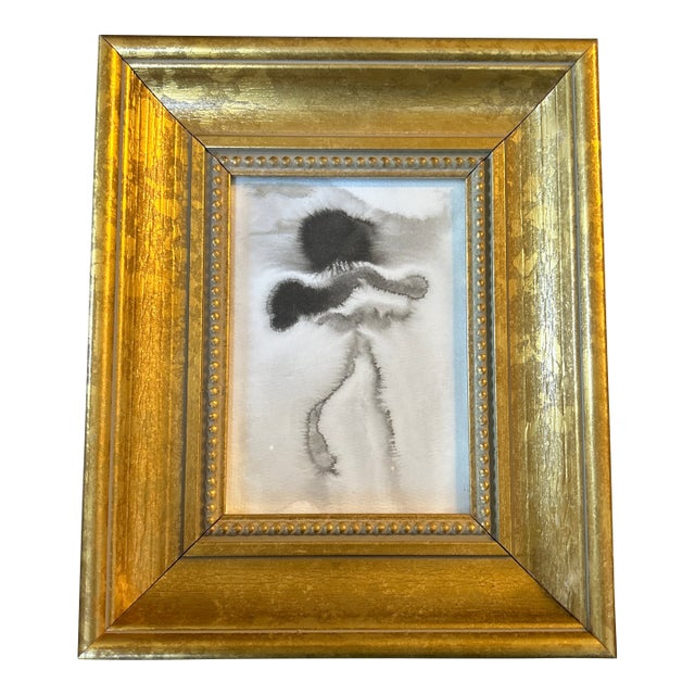 Contemporary Abstract Dancing Figure Black Ink Watercolor Painting For Sale