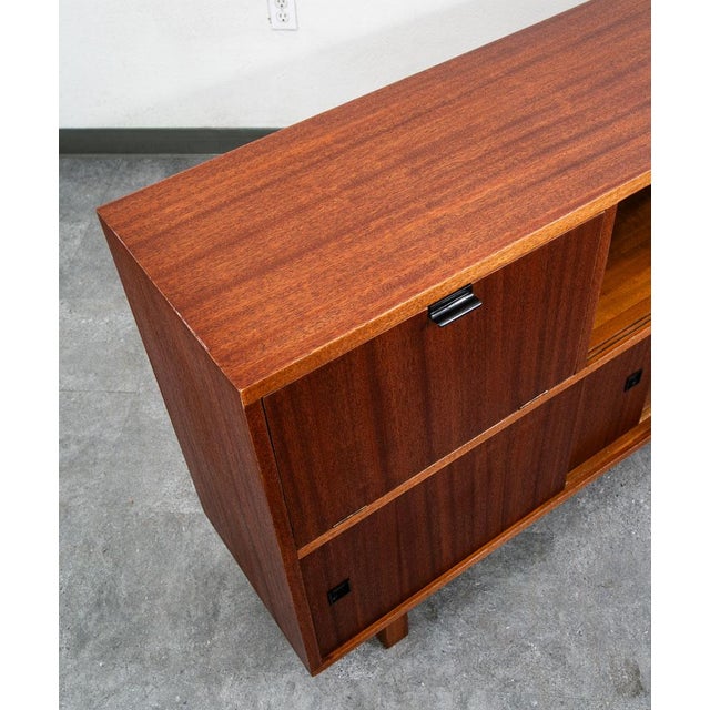 Wood Mid Century Danish Modern Credenza Sideboard Oak Teak Drawers Madsen Bar Glass For Sale - Image 7 of 12