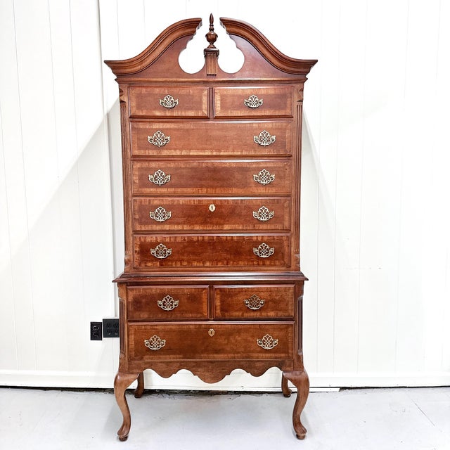 Vintage Queen Anne Highboy Chest of Drawers For Sale - Image 4 of 8