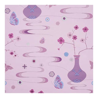 Schumacher X Cristina Buckley Fantasia Wallpaper in Peony Pink - 10 Yards For Sale