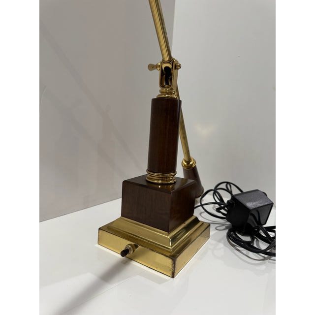 Vintage House of Troy Brass and Wood Counterbalance Piano Desk Lamp For Sale - Image 4 of 9