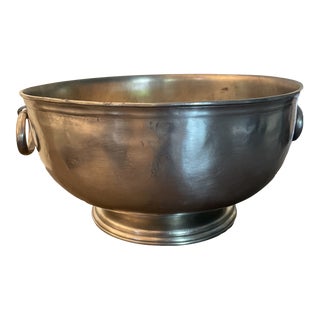 1990s Cosi Tabellini Large Pewter Bowl With Ring Handles For Sale