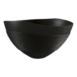 Rope Bowl in Oak Black Stain Wood by Yann Marot For Sale