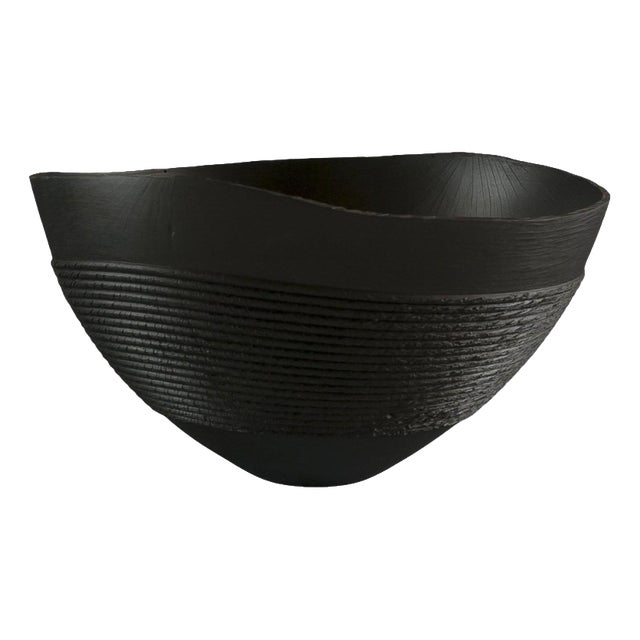 Rope Bowl in Oak Black Stain Wood by Yann Marot For Sale
