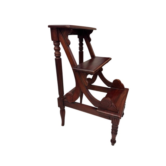 Early 20th Century Regency Style Mahogany Library Steps For Sale - Image 9 of 12