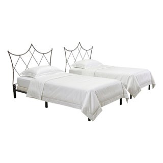 Pair of French Neoclassical Iron Lattice Twin Bed Frames For Sale