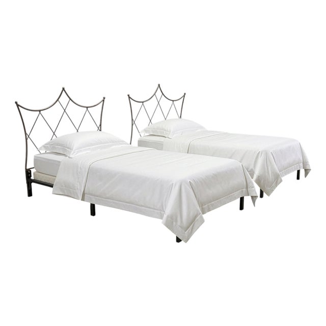 Pair of French Neoclassical Iron Lattice Twin Bed Frames For Sale