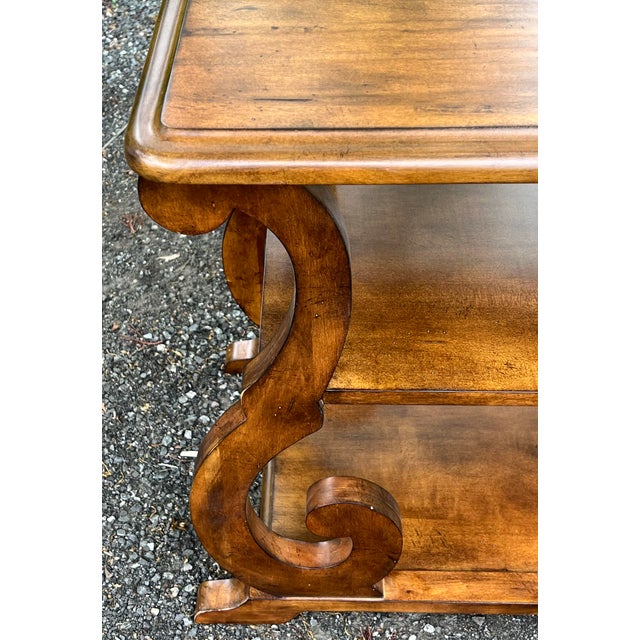Wood Rustic European Maple Scrolled Leg Side Table For Sale - Image 7 of 10