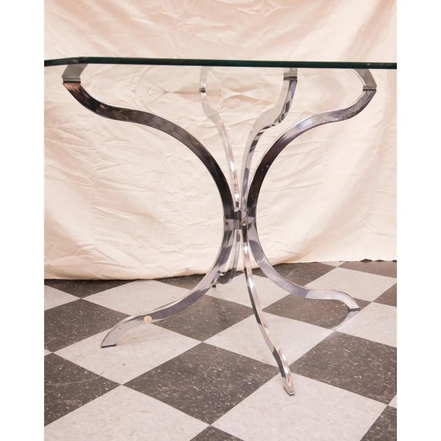 Mid-Century Modern Vintage French Glass & Chrome Table For Sale - Image 3 of 6