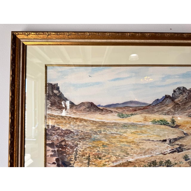 1980s Vintage Desert Landscape Watercolor Painting by Joe Yeager – Framed For Sale - Image 11 of 12