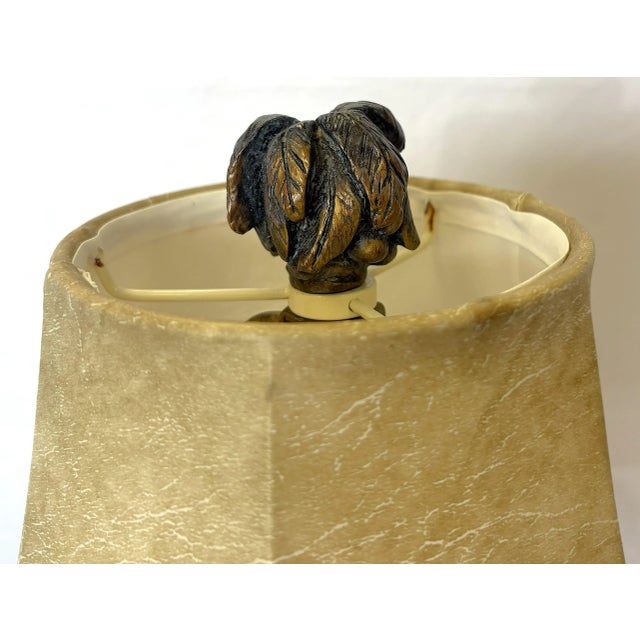 Vintage Giraffe With Palm Trees Tropical Table Lamp With Shade and Finial For Sale - Image 16 of 18