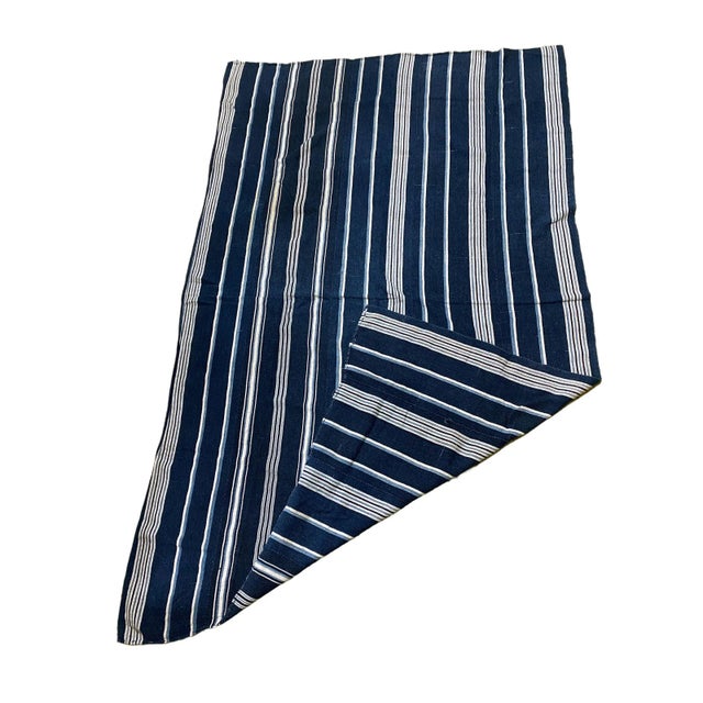 African Vintage African Indigo Bondoukou Cloth Textile I Coast 64" H For Sale - Image 3 of 7