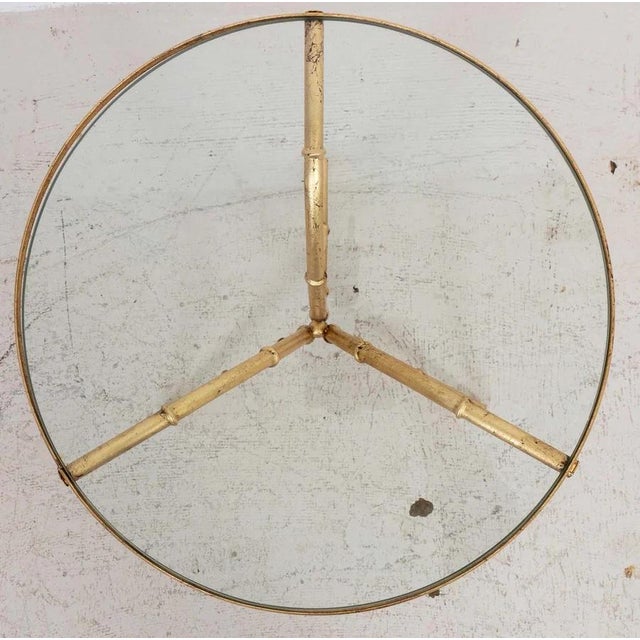 Hollywood Regency Italian Gilt Faux Bamboo and Glass Side Table For Sale - Image 3 of 6