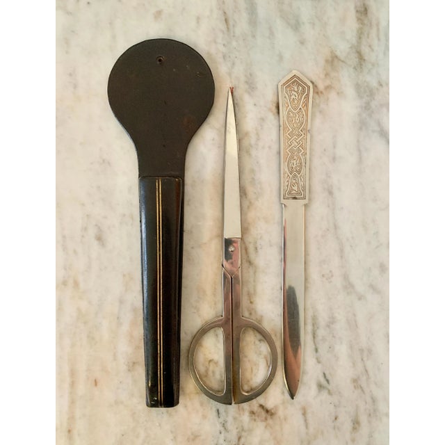 Italian Scissor & Letter Opener Set in Leather Case For Sale In Los Angeles - Image 6 of 11