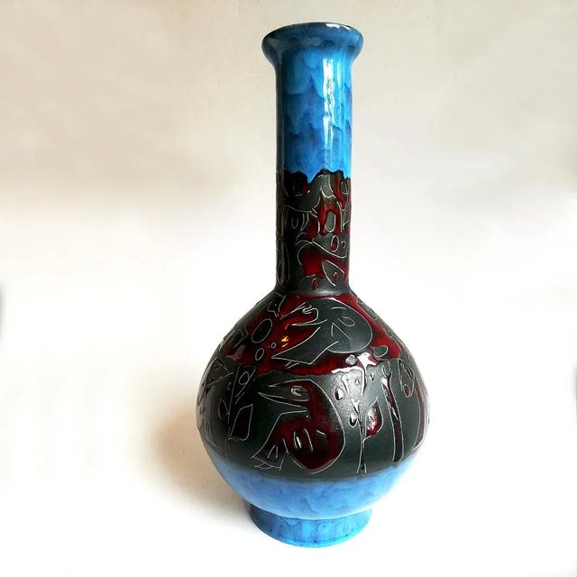 Italian Ceramic and Enamel Vase by Tosin for Etruria, 1950s For Sale - Image 11 of 12