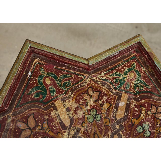 Moorish Middle Eastern Star Shaped Painted Drink Table For Sale - Image 12 of 12