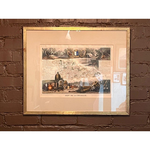 c.1850 Victor Levasseur Hand-Colored Map Dept De La Moselle Antique Framed For Sale - Image 12 of 12