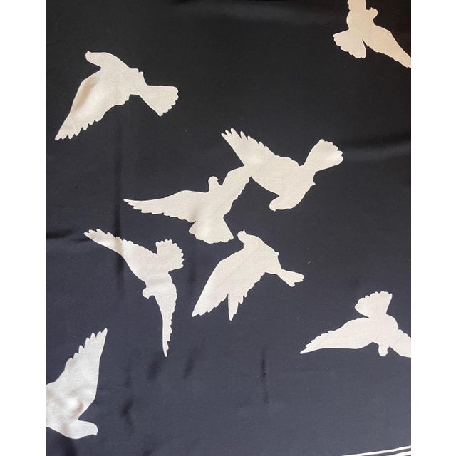 Yves Saint Laurent Silk Scarf Black Bird For Sale - Image 9 of 10