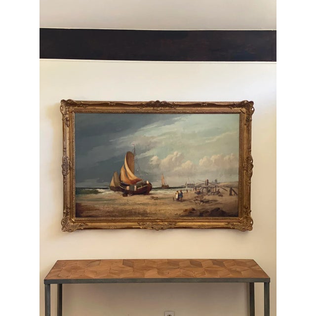 19th Century Fishing Boats Oil Painting H E Cook For Sale - Image 12 of 12