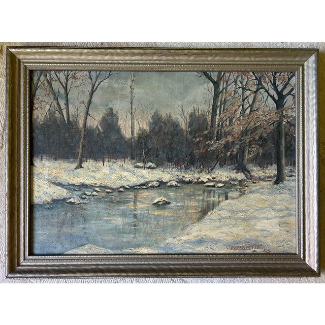 Antique 1948 landscape oil painting of Naaman’s Creek Delaware by artist Claude F Eite. Beautiful, well done impressionist...