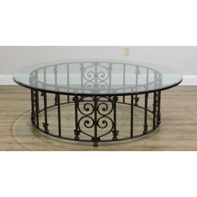 Gothic Custom Wrought Iron 60" Glass Top Coffee Table For Sale - Image 3 of 13