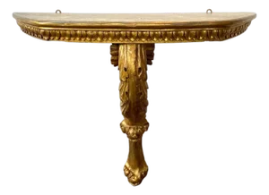 Small Italian Gilt Pine Wall Mount Console Table / Bracket Shelf