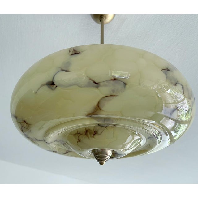 Art Deco Pendant Light in Marble Glass, 1930s For Sale - Image 15 of 18