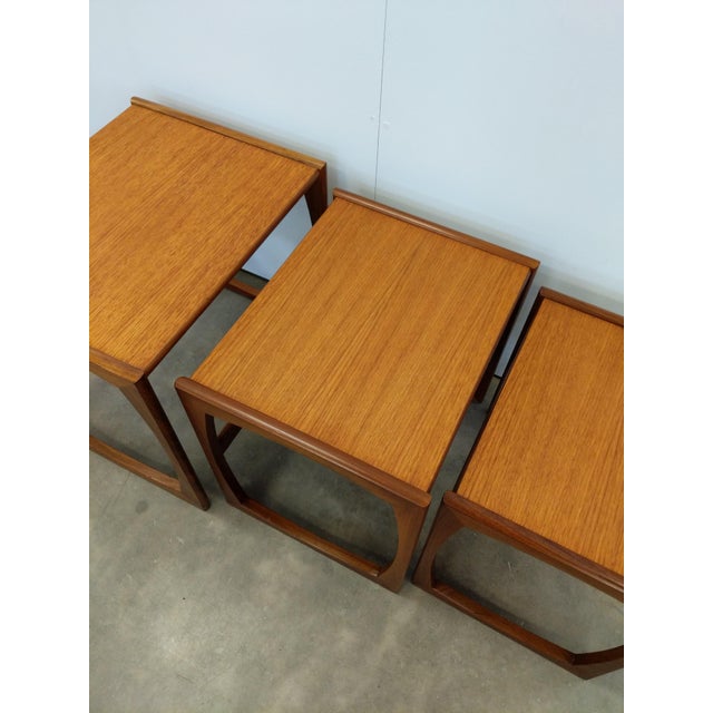 Set of Vintage Mid Century Modern Teak Nesting Tables Attributed to G Plan For Sale In New York - Image 6 of 10