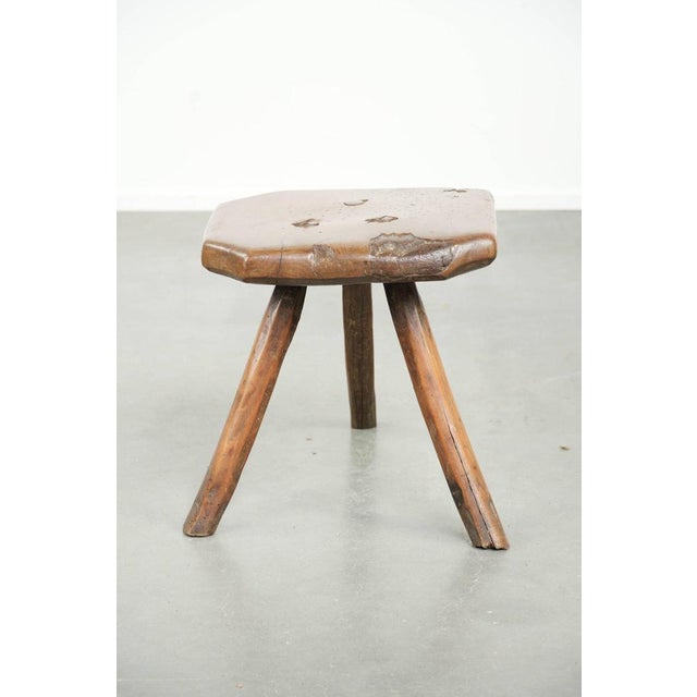 Antique English Farmhouse Stool, 1600s For Sale - Image 5 of 11