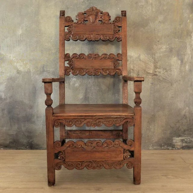 Carved Throne Chair, 1880s For Sale - Image 11 of 11