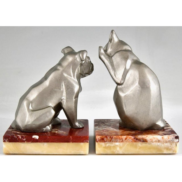 1930s Art Deco Cat and Bulldog Bookends by Irenée Rochard, 1930, Set of 2 For Sale - Image 5 of 14