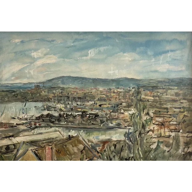 Emile Compard, Vue du Port d'Oslo, Oil on Canvas, Framed For Sale - Image 12 of 12