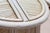 Vintage Hollywood Regency Style Flower Pencil Reed Rattan Pedestal Dining Table With Oval Glass Top For Sale - Image 16 of 18