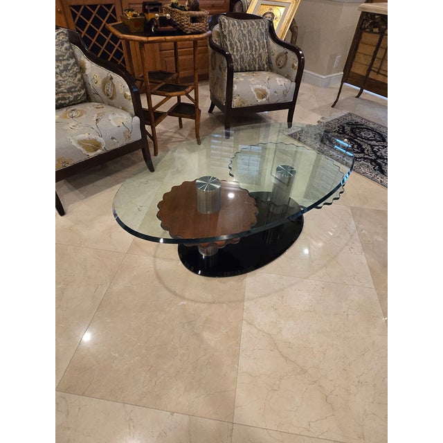 Black Late 20th Century Attributed to Roche Bobpois Cog Wheel Coffee Table Unsigned For Sale - Image 8 of 11