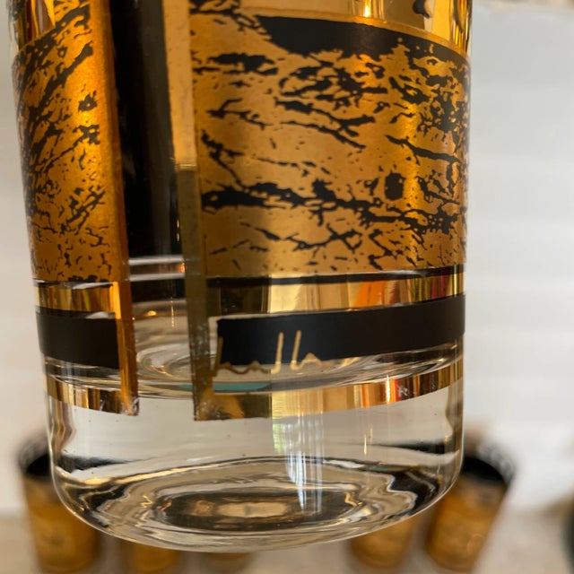 Gold 1950s Black and Gold Dancing Motif Cocktail/ Highball Glasses Signed - Set of 6 For Sale - Image 8 of 13