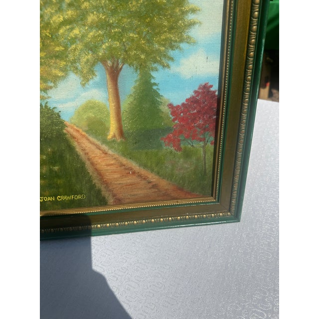 Wood 1970s Framed Foliage and Path Landscape Painting, Signed by the Artist For Sale - Image 7 of 9