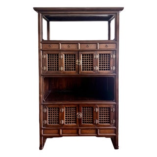 Rare Large Antique Four-Level Korean Scholar Bookcase with COA For Sale