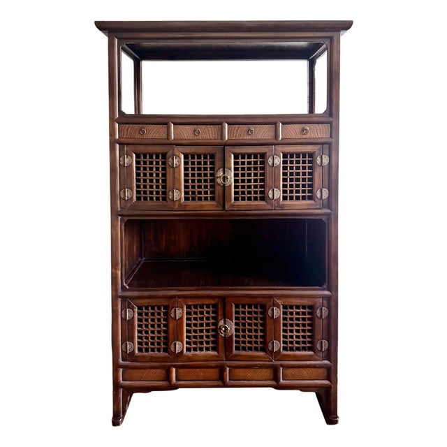 Rare Large Antique Four-Level Korean Scholar Bookcase with COA For Sale