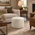 New Round Cream Italian Leather Ottoman Made in Usa 21 Inch Diameter Footstool Accent Decor For Sale - Image 4 of 8