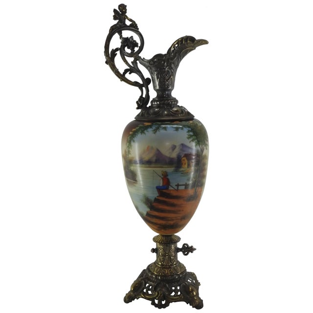 19th Century French Hand-Painted Porcelain Jardinière For Sale - Image 9 of 9