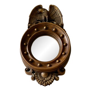 Vintage Burlwood Federal Bullseye Eagle Convex Mirror For Sale