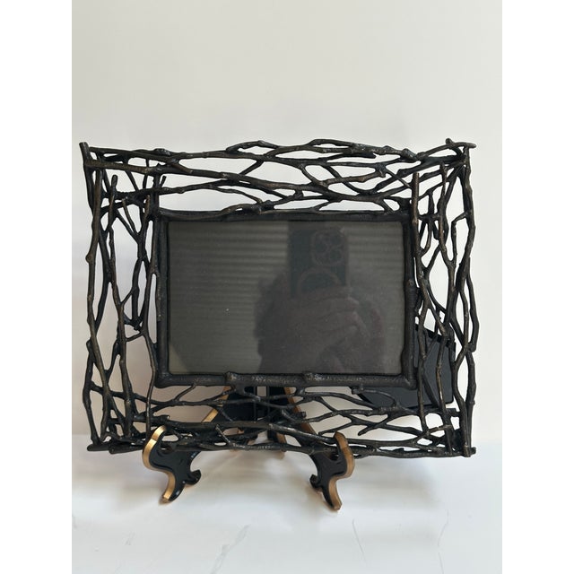 Michael Aram Michael Aram Twig Convertible Picture Frame Oxidized Metal 9.5"x 7.5" Holds 4x6 Photo For Sale - Image 4 of 13