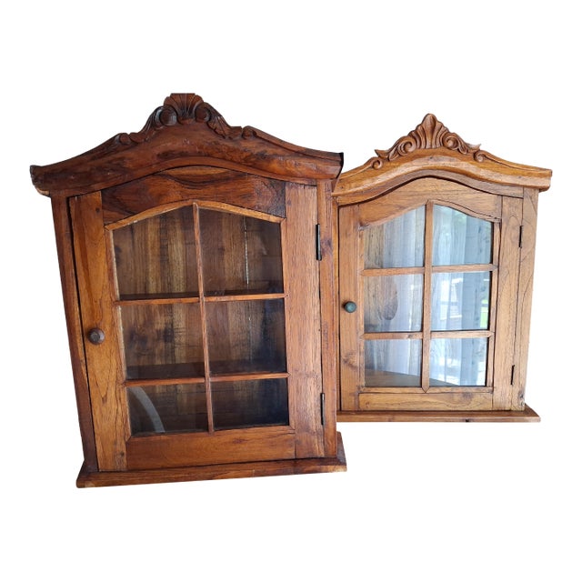 2 Authentic French Provincial Hanging Wall Cabinets From the 1900 Circa For Sale