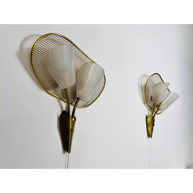 1960s Mid-Century Brass and Plexi Glass Wall Lamps, Italy, 1960s - A Pair For Sale - Image 5 of 12