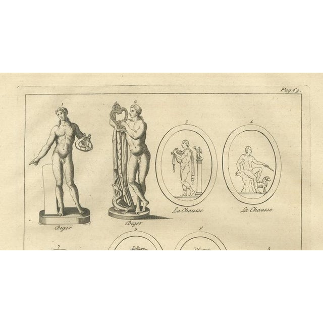 Early 18th Century After Bernard de Montfaucon, Antique Roman Sculpture & Medals Plate, 1721, Engraving For Sale - Image 5 of 9