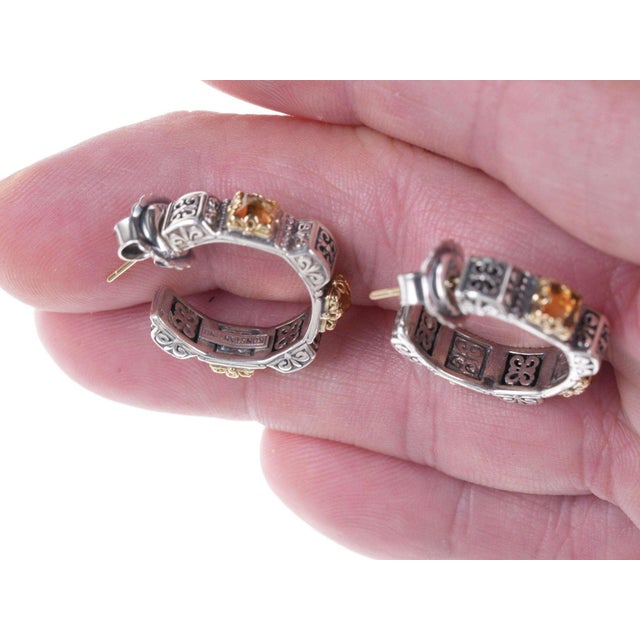Silver Konstantino 18k/Sterling Clio Collection Citron hoop earrings For Sale - Image 8 of 11