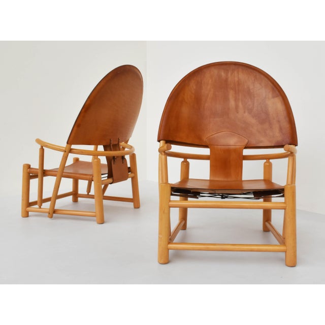 Set of Large Hoop G23 Armchairs in Cognac Leather by Piero Palanghe & Wherter Toffoloni for Germa, Italy, 1972, in Very...